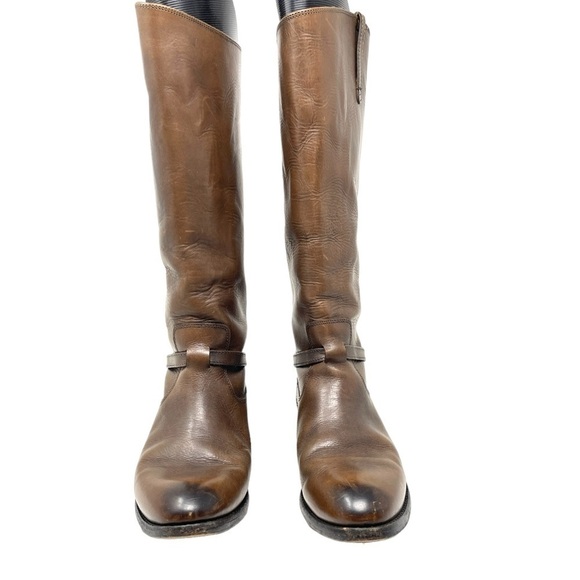 Frye Lindsay Brown Knee High Equestrian Boot #76976 Slim Leather Strap Size 7.5 - Picture 3 of 11